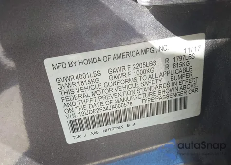 2018 Acura Ilx Acurawatch Plus Package из США, поврежденный, VIN 19UDE2F34JA000578